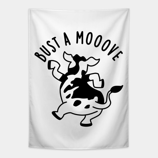 Bust A Mooove Funny Cow Pun Tapestry by punnybone