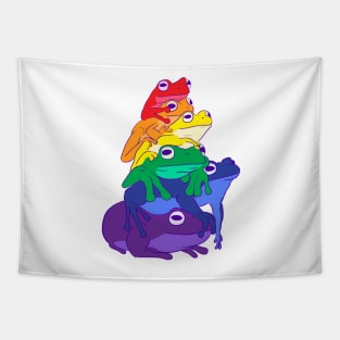 Gay Pride Frog Stack Tapestry