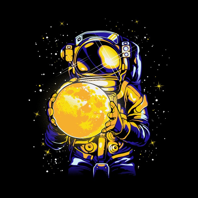 Astronaut With Glowing Moon Planet Space by Foxxy Merch