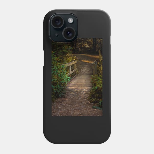 A Wooden Footbridge In The Woods Phone Case by IanWL