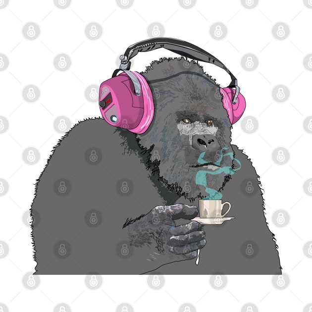 Gorilla sipping expresso by M[ ]