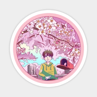 Man Standing Under The Sakura Tree Magnet