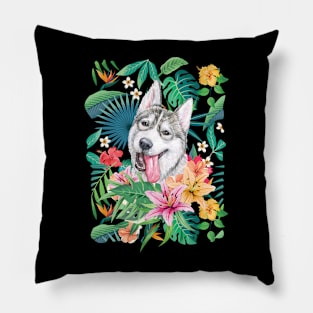 Tropical Siberian Husky 8 Pillow