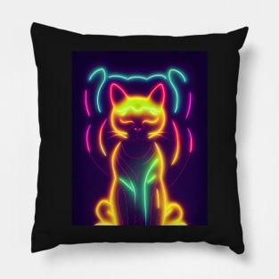 cat halloween neon Pillow