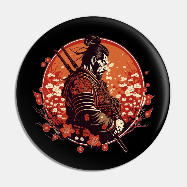 Samurai Warrior Ronin Design Pin by EdSan Designs