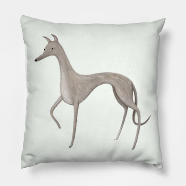 Whippet Portrait Pillow by Sophie Corrigan