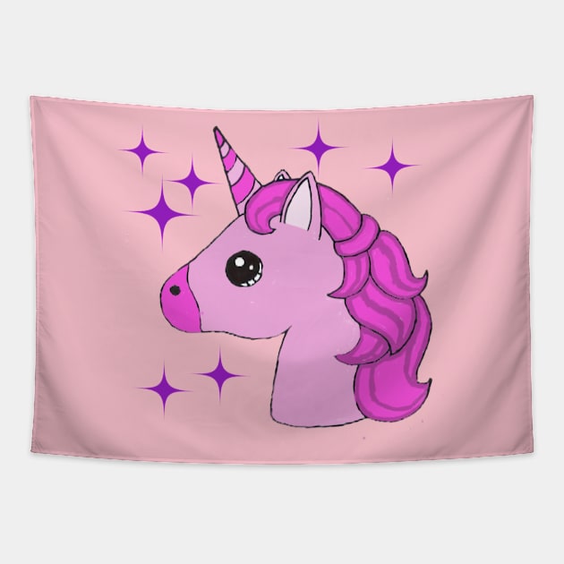 Cute pink Unicorn pony Tapestry by Sunshoppe