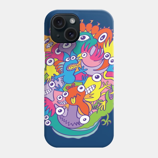 Funny monsters parade in doodle art style Phone Case by zooco