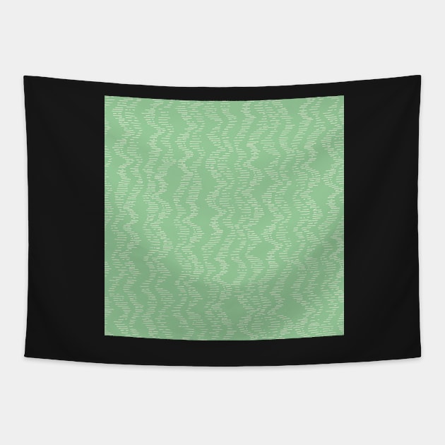 Spearmint green and white zig zag organic path Tapestry by FrancesPoff