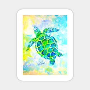 Sea Turtle with background by Jan Marvin Magnet