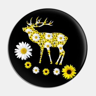 deer of sunflowers and daisies red deer floral pattern Pin