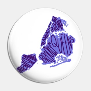 Purple New York City Borough Map Pin