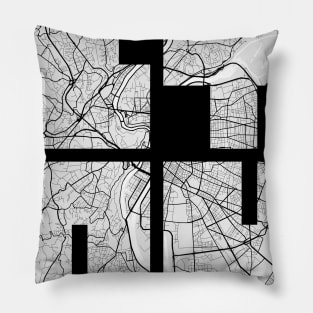 Lyon, France City Map Typography - Light Pillow