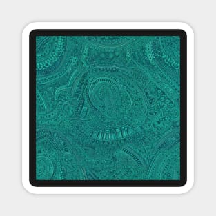 Jewel Toned Teal Paisley Pattern Magnet