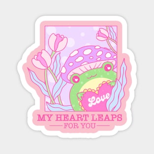 My Heart Leaps For You. Frog In Love. Happy Valentines Day Magnet