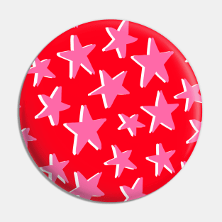 Pink, Red and White Stars in Celestial Pattern Pin