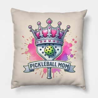 Pickleball Mom, Crown, pickleball paddle, ball, pink pickleball Pillow