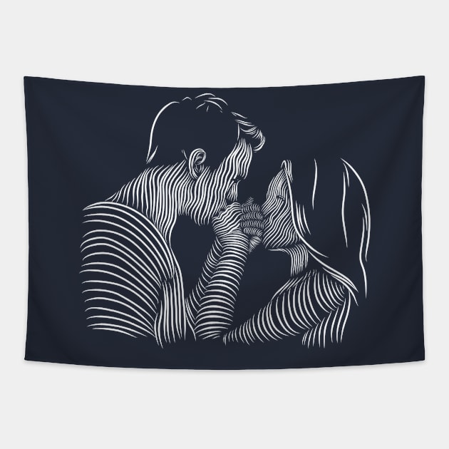 kissing a silhouette Tapestry by mantaplaaa