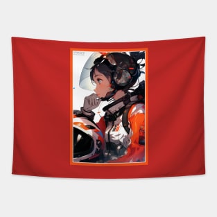 Aesthetic Anime Girl Orange White Black | Quality Aesthetic Anime Design | Chibi Manga Anime Art Tapestry