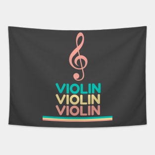 Violin Pink Treble Clef Tapestry