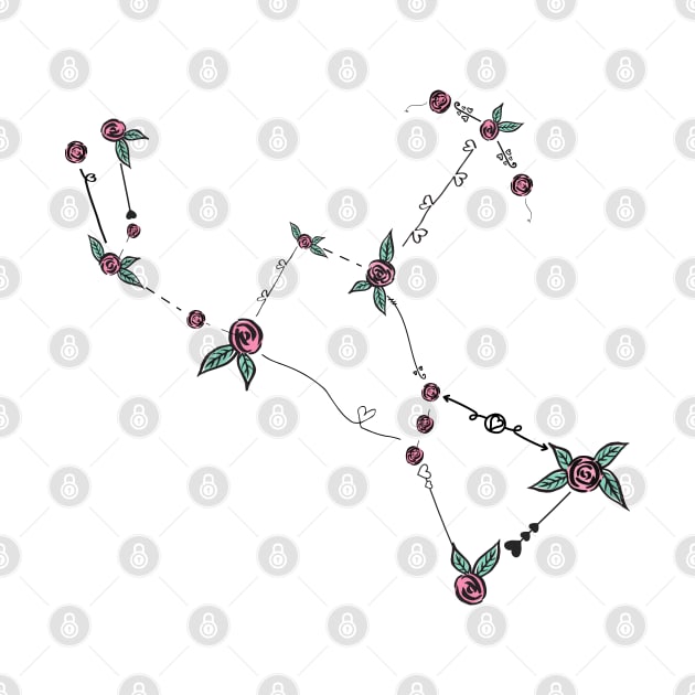 Orion The Hunter Constellation Roses and Hearts Doodle by EndlessDoodles