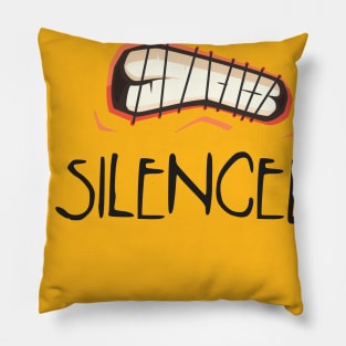 Silenced sewn lips protest Pillow