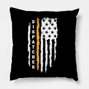 Thin Gold Line Flag Dispatcher Gift for 911 First Responder Police and Sheriff Dispatch Pillow