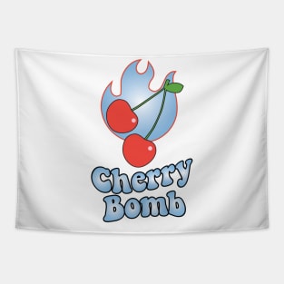 Cherry Bomb and Light Blue Flaming Design Tapestry