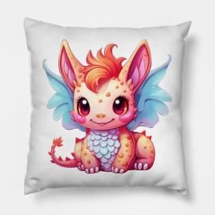 Kawaii Dragon Drawing Pillow