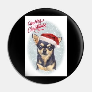 Smooth Haired Chihuahua Merry Christmas Santa Dog Pin