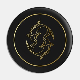 Pisces Zodiac Art Gold Pin