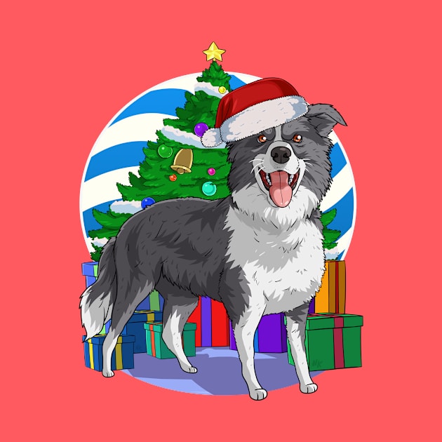 Border Collie Cute Santa Christmas Gift by Noseking