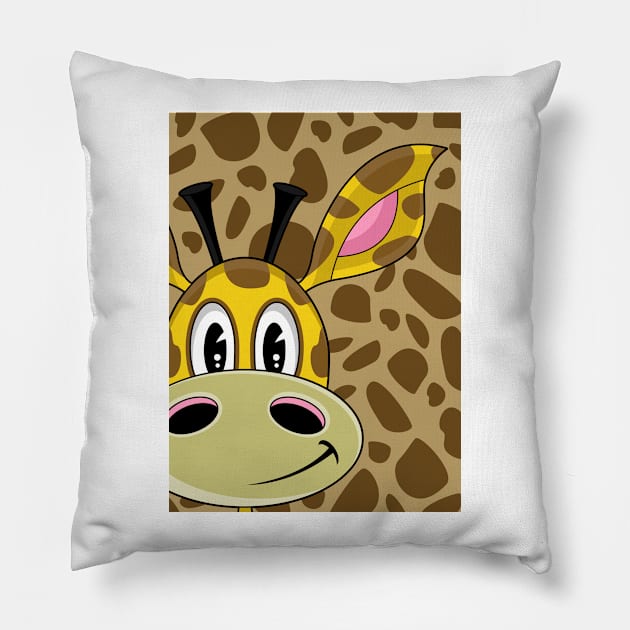 Cute Cartoon Giraffe Pillow by markmurphycreative