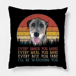 Retro Irish Wolfhound Every Snack You Make Every Meal You Bake Pillow