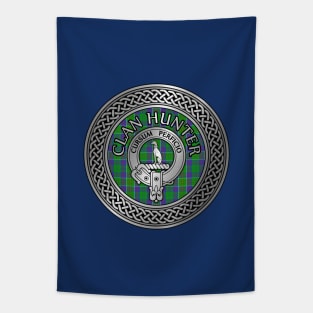 Clan Hunter Crest & Tartan Knot Tapestry