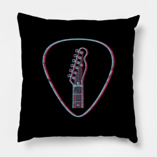 3D T-Style Guitar Headstock Guitar Pick Dark Theme Pillow