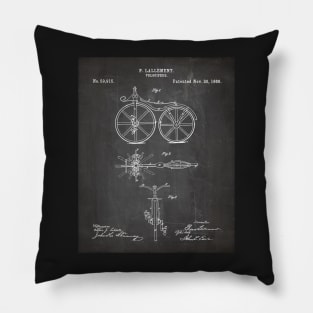 Bicycle Patent - Cycling Cyclist Bike Riding Fan Art - Black Chalkboard Pillow