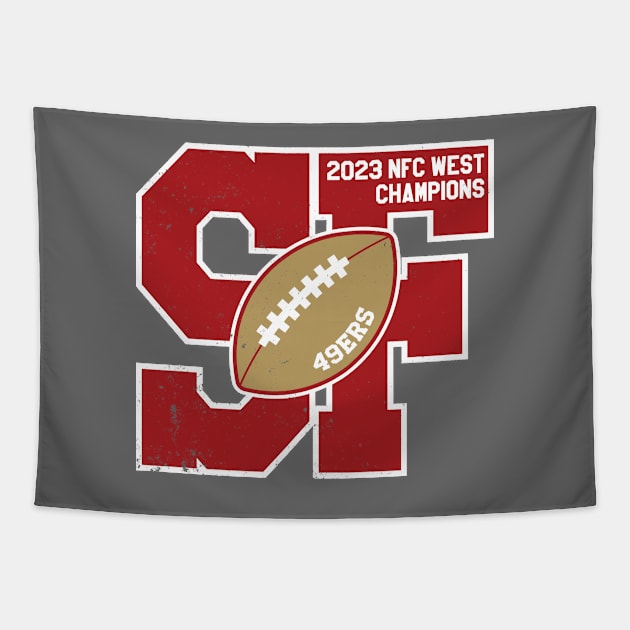 Big Bold San Francisco 2023 49ers NFC West Champs Tapestry by Rad Love