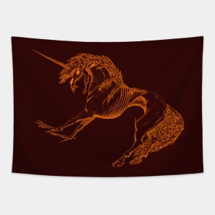 Nightmare Unicorn, Orange Outline Tapestry