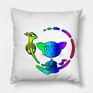 Rainbow Buddhist cat awakening Pillow