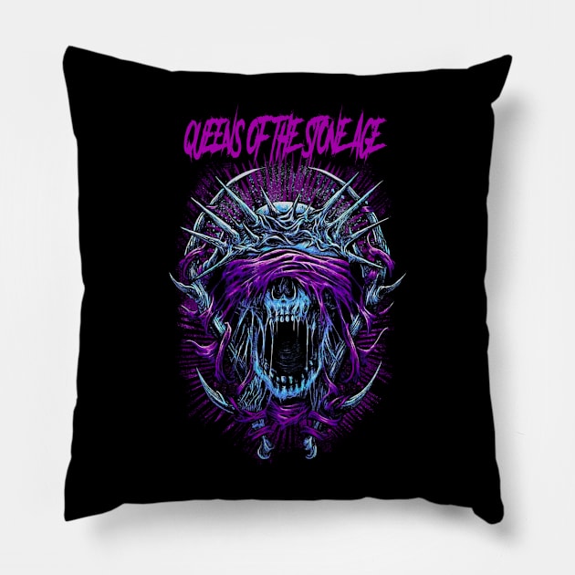 QUEENS OF THE STONE BAND Pillow by Angelic Cyberpunk