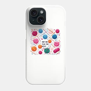 Knit One, Pearl Two, Repeat, Knitting Balls of Yarn Phone Case