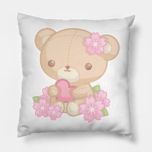 Cherry Blossom Teddy Bear Pillow