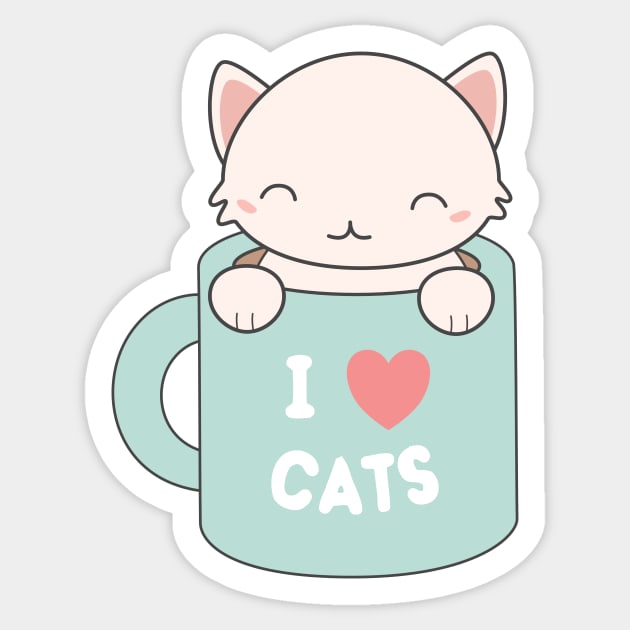 I Love Cats Sticker Cat Sticker, Bubble Free Stickers, Cats, Cute Sticker,  Quote Sticker, Gift Ideas, Kawaii Sticker, Love, Kiss Cut, Cat 