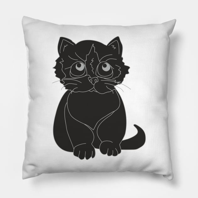 Black kitty Pillow by Alekvik