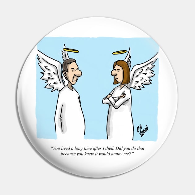 Classic Husband and Wife Angels Cartoon Pin by abbottcartoons