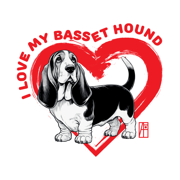 I Love My Basset Hound - I Love my dog - Friendly dog by ArtProjectShop