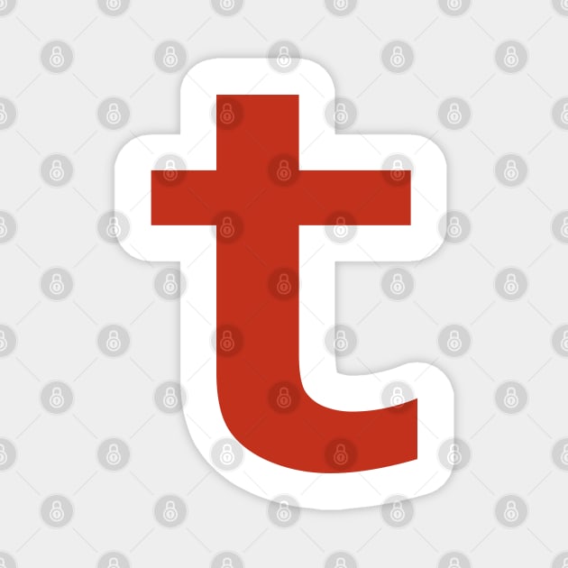 Letter t in Red Text Minimal Typography Magnet by ellenhenryart