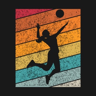 Female Volleyball Outdoor Sports Retro Sunset Design T-Shirt