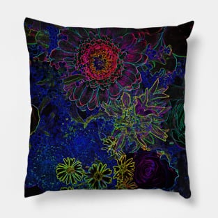 Black Panther Art - Flower Bouquet with Glowing Edges 22 Pillow